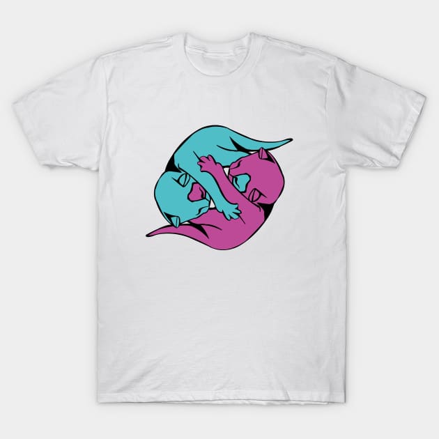 Yin and Yang Kitties T-Shirt by Killer Rabbit Designs